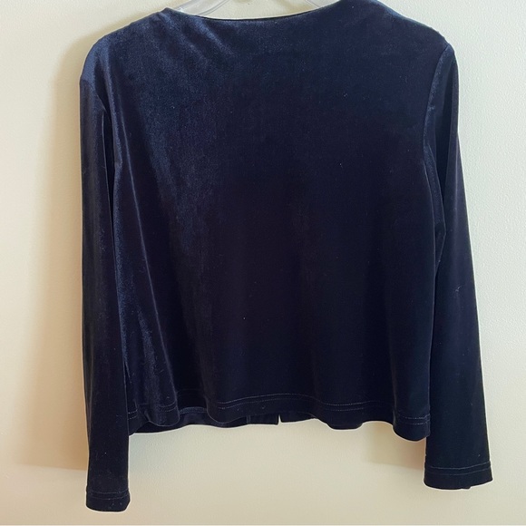 Coldwater Creek Velvet Black Bolero One Button Jacket sz L - Picture 3 of 6